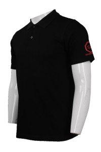P831 設計男裝短袖Polo恤 自製繡花logo男裝短袖Polo恤  餐廳 制服 Polo恤製造商     黑色